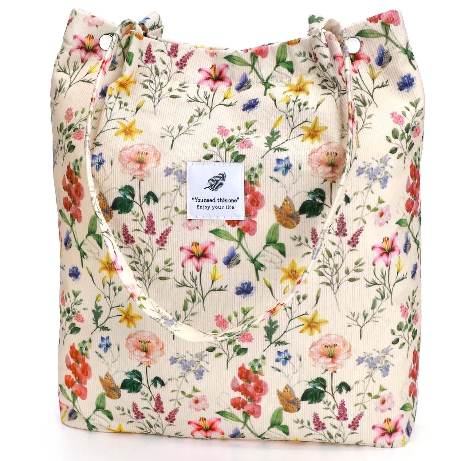 Retro Flower corduroy tote